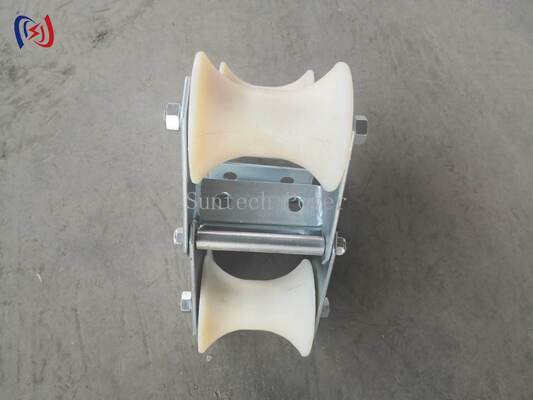 Professionale 10-20KN Cable Pithead Roller a carico nominale con costruzione in polietilene resistente alla corrosione e resistente per la protezione dall'ingresso nel pozzo