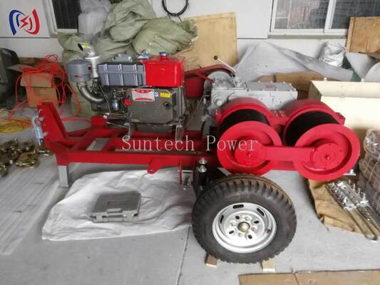 Winch a doppio tamburo professionale da 6,3-9KW con velocità 2000-3600RPM per il tiraggio e la tensione simultanei dei cavi nei lavori di linea elettrica