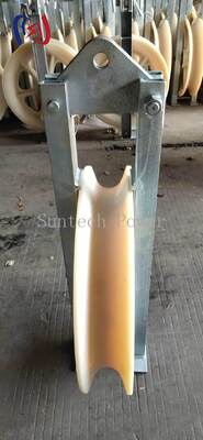 Blocco di tesatura professionale serie 508 per conduttori aerei ad alta tensione con puleggia in alluminio rivestita in gomma e carico nominale 20-60KN