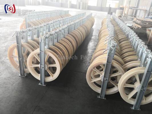 Blocco tendifilo professionale serie 822 ad alta tensione con puleggia in nylon MC per carico nominale 150KN per la costruzione di linee elettriche aeree