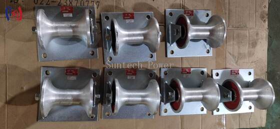 Rullo di terra per cavi professionale con carico nominale 5KN e supporto in alluminio pressofuso per installazione di cavi sotterranei da 150-160mm