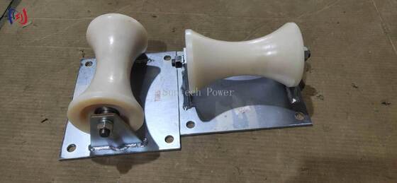 Rullo di terra per cavi professionale con carico nominale 5KN e supporto in alluminio pressofuso per installazione di cavi sotterranei da 150-160mm