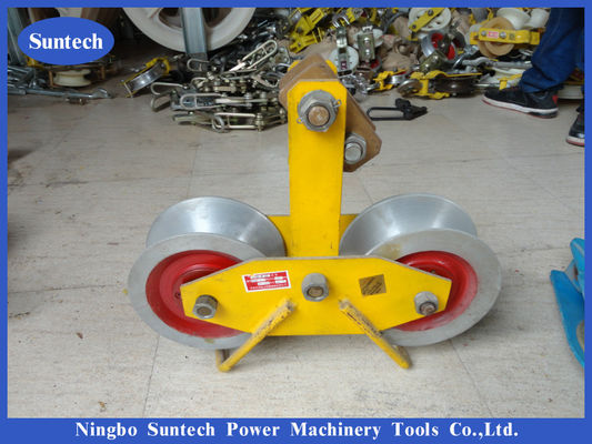 50KN 2.5 Blocchi di tesatura del conduttore della puleggia di nylon di alluminio tandem